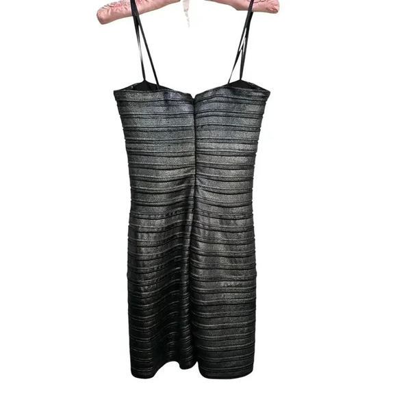 BCBGMAXAZRIA Gunmetal Mini Bodycon Dress Size Medium - Picture 3 of 10
